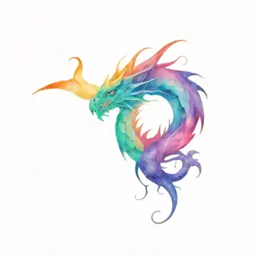 dragon on forearm rainbow   tattoo design idea