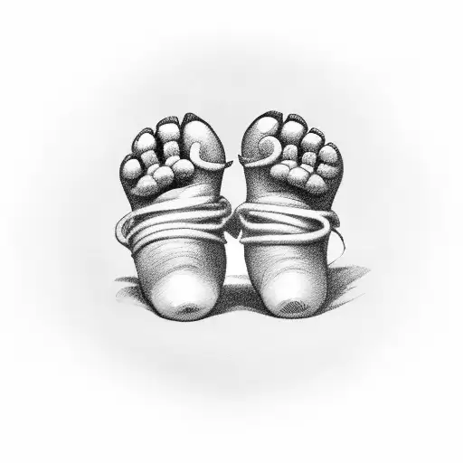 baby foot with name and date arched above it tattoo design idea