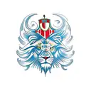 A traditional style tattoo depicting a majestic lion with the flags of Brazil, Argentina, South Africa, Mozambique, Portugal, Spain, France, and Italy incorporated into its mane. tattoo design idea