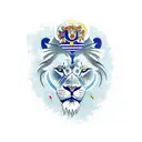 A traditional style tattoo depicting a majestic lion with the flags of Brazil, Argentina, South Africa, Mozambique, Portugal, Spain, France, and Italy incorporated into its mane. tattoo design idea