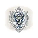 A traditional style tattoo depicting a majestic lion with the flags of Brazil, Argentina, South Africa, Mozambique, Portugal, Spain, France, and Italy incorporated into its mane. tattoo design idea