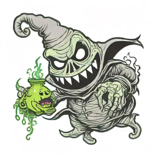 oogie boogie hitting a bong tattoo design idea