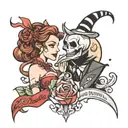 beauty and the beast mixed with nightmare before Christmas  tattoo design idea