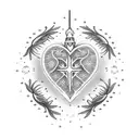 sacred heart wings dotwork ornament dots twinkle star lucky tattoo design idea