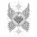 sacred heart wings dotwork ornament dots twinkle star lucky tattoo design idea