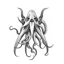 An squid wrapping its tentacles around a harpoon tattoo design idea