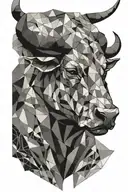 Central element: A geometric Taurus bull, tattoo design idea