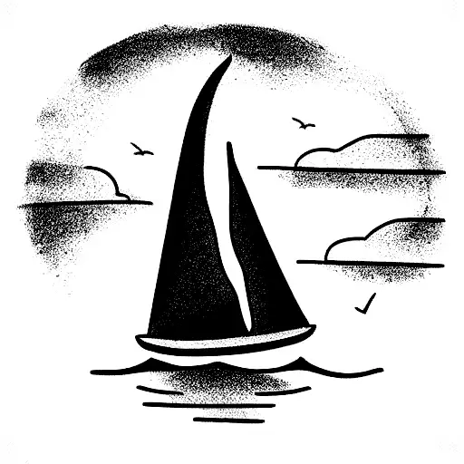 monument with a little sail boat in front of it in the water tattoo design idea