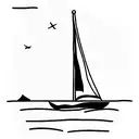 Perry's monument from put in bay, Ohio, with a little sail boat in front of it in the water tattoo design idea
