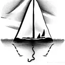 Perry's monument from put in bay, Ohio, with a little sail boat in front of it in the water tattoo design idea