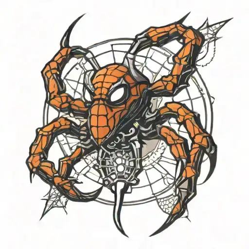 spider with mace weapon tattoo design idea