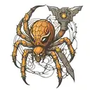 spider with mace weapon tattoo design idea