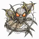 spider with mace weapon tattoo design idea