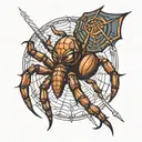 spider with mace weapon tattoo design idea