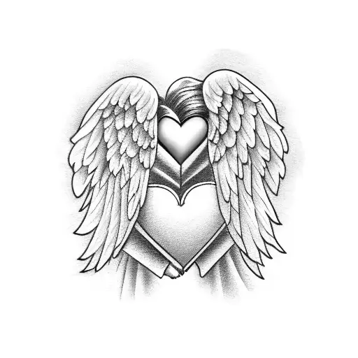 angel holding a broken heart  tattoo design idea