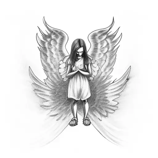 angel holding a broken heart  tattoo design idea