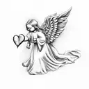 angel holding a broken heart  tattoo design idea