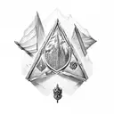 A stack of books with the symbols of Hogwarts, Districts, and the Glade engraved on their spines tattoo design idea