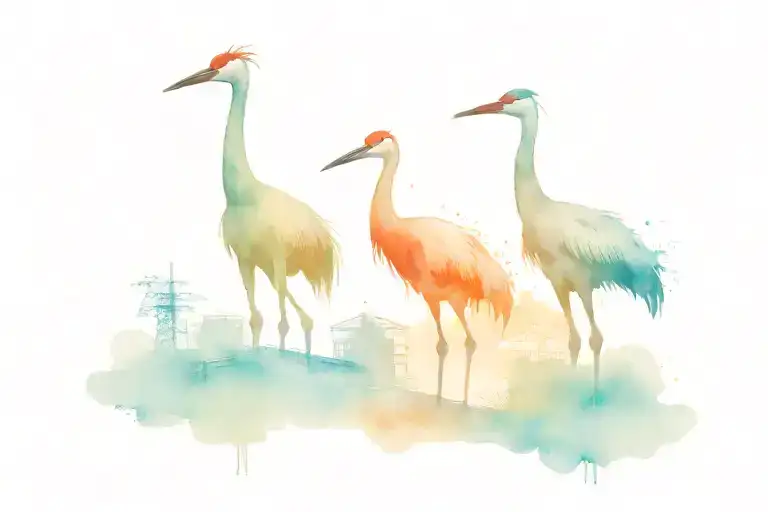 construction site, two cranes tattoo design idea