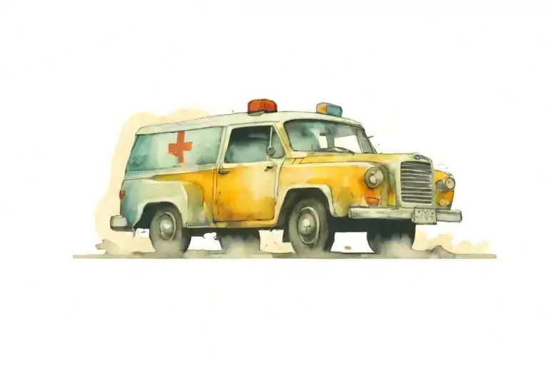 truck. ambulance. black taxi tattoo design idea
