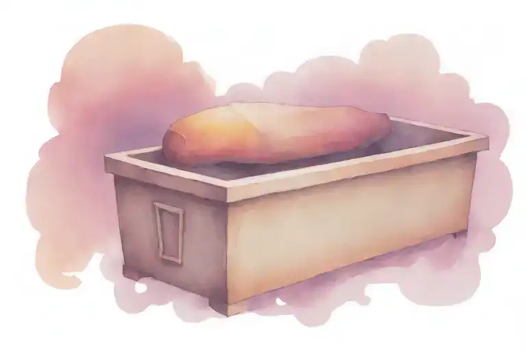 a coffin in a quiet dim room tattoo design idea