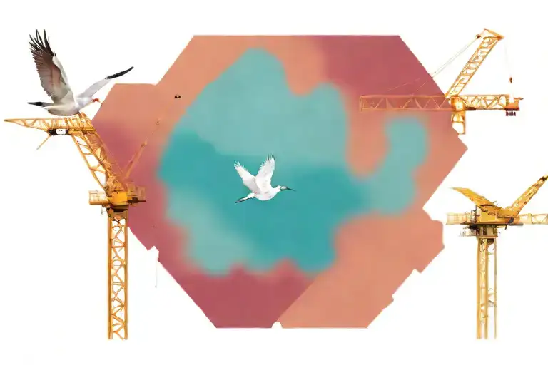 construction site with two cranes tattoo design idea