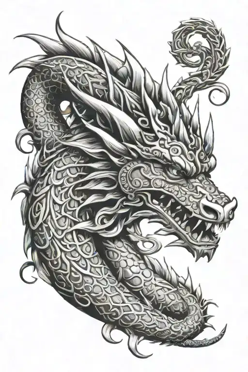 polynesian style dragon tattoo tattoo design idea