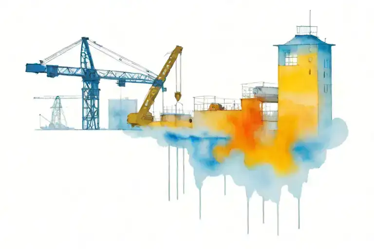 construction site of building with one crane silhouetted tattoo design idea