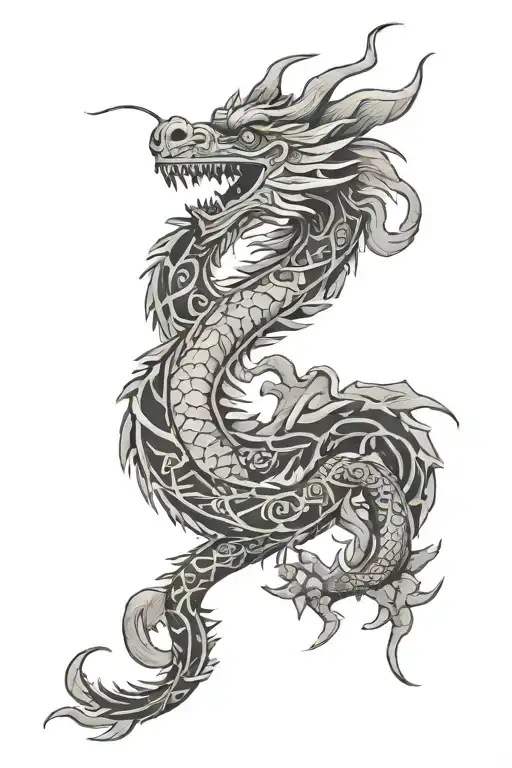 polynesian style dragon tattoo tattoo design idea
