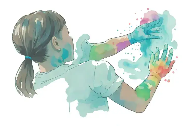 a kid giving high-five to a dentist tattoo design idea