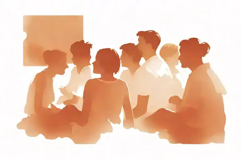 seated people listen to the presenter tattoo design idea