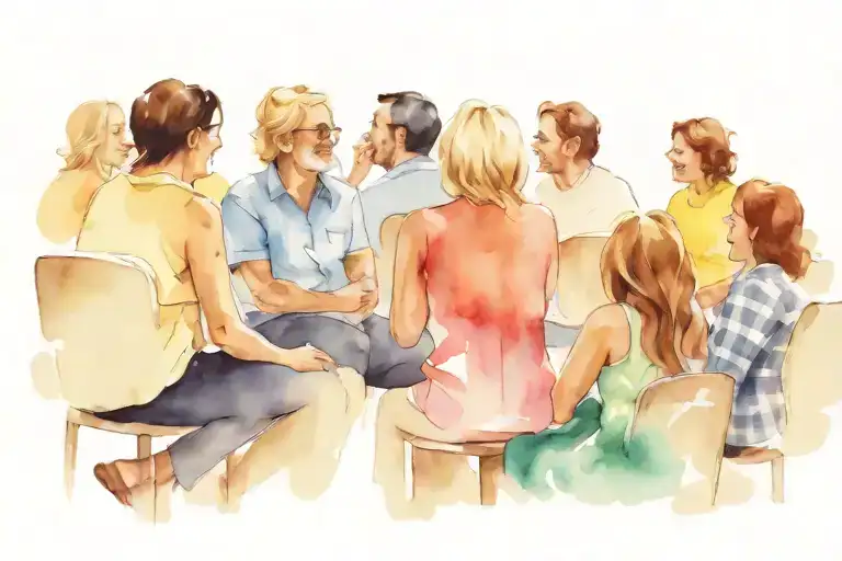 a happy seated audience listens to the presenter tattoo design idea