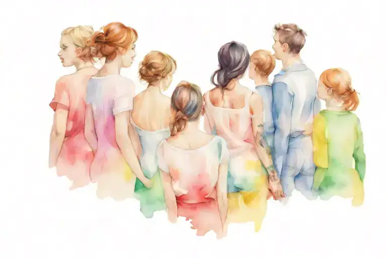 ten people standing in line facing camera tattoo design idea