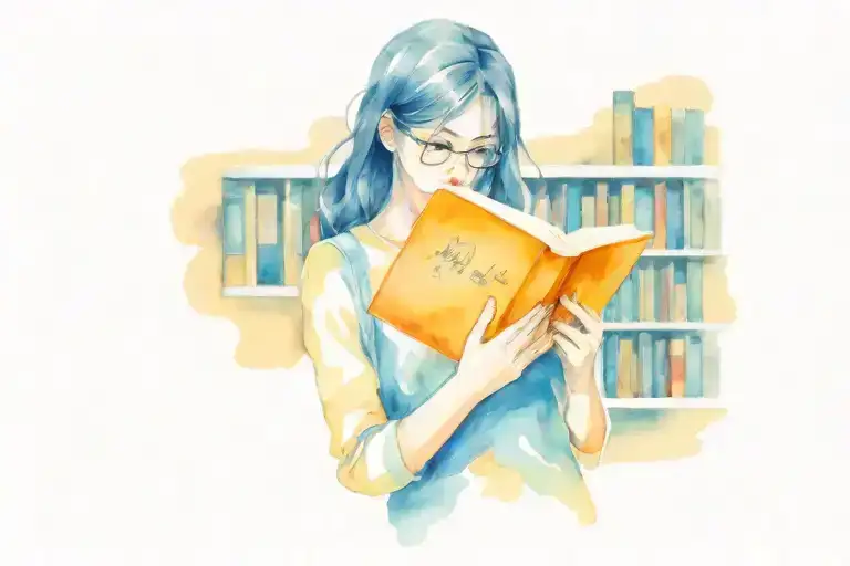 there are many books in the library, on a white, big shelf. the girl takes a book from the top shelf. tattoo design idea