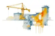 construction site of building with one crane silhouetted tattoo design idea
