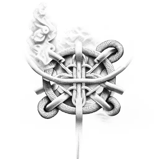 rope climbing breath symbol tattoo design idea