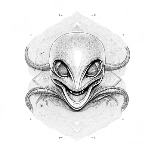 alien face tattoo design idea