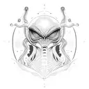 alien face tattoo design idea