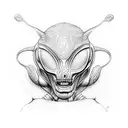 alien face tattoo design idea
