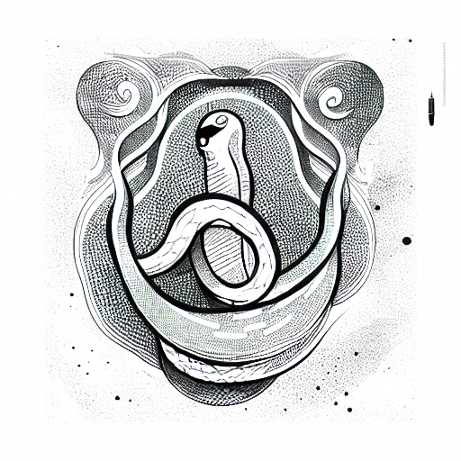 virgo symbol with snake green color tattoo design idea