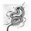 virgo with snake green color tattoo design idea