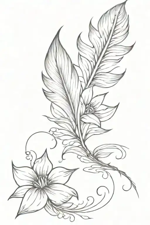feather flames flowers heartache  tattoo design idea