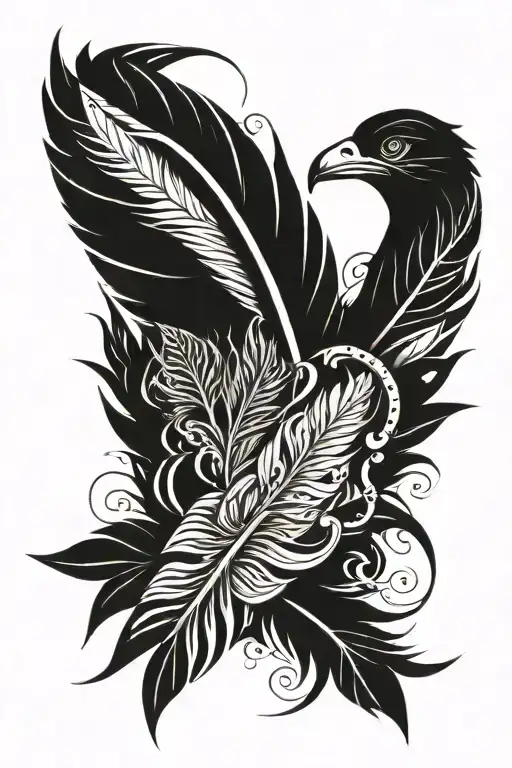 feathers flames heartache tattoo design idea