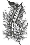 feather flames flowers heartache  tattoo design idea