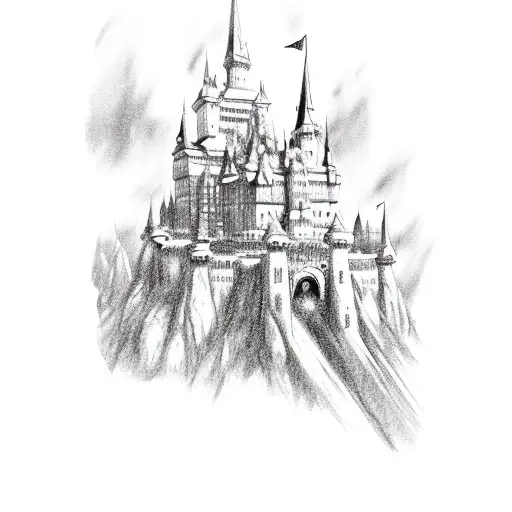 gothic castle  tattoo design idea