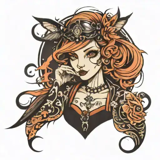 midnight girl tattoo design idea