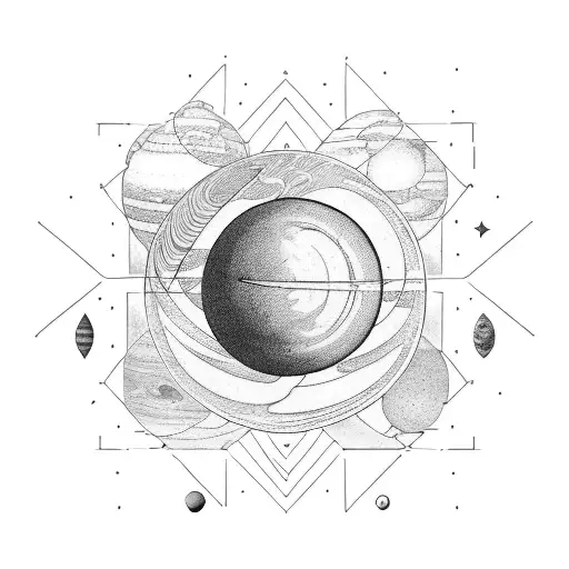 Solar system out of an old astronomer scroll tattoo design idea