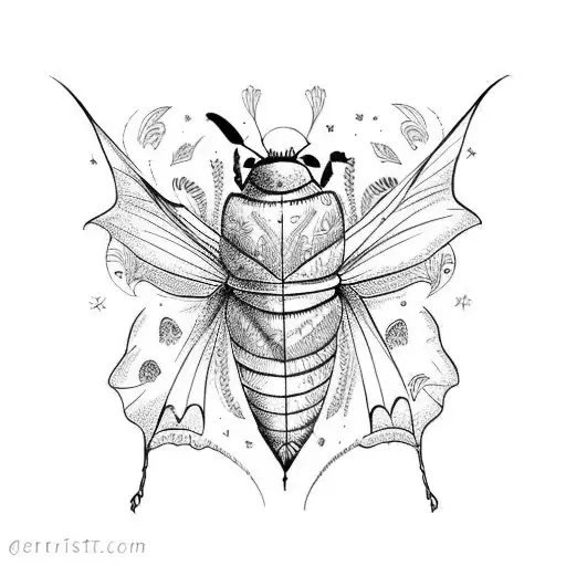 floral, bat, moth, bee, crow, paw print, bones,  tattoo design idea