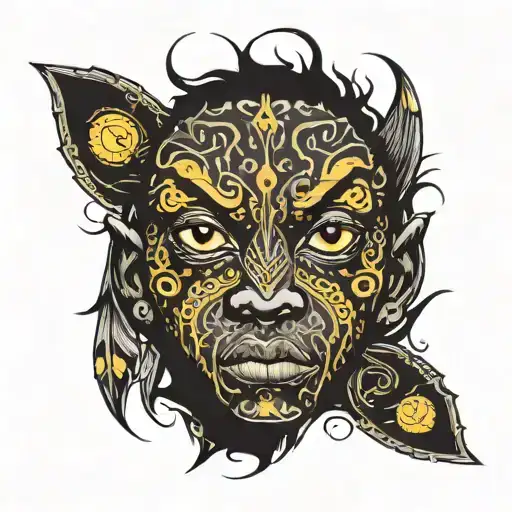 black boy with yellow eyes tattoo design idea