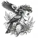 boy with magpie hair tattoo design idea